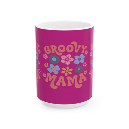 Groovy Mama Ceramic Mug - Colorful Floral Design, Perfect for Mother’s Day or Everyday Use