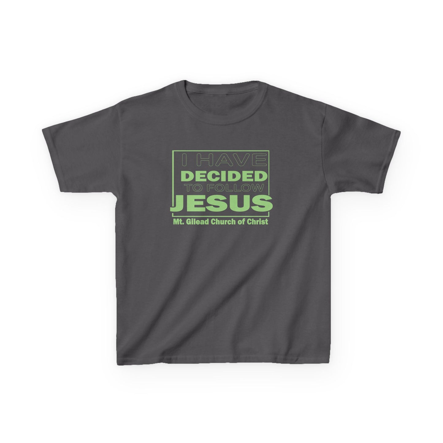 Kids T-Shirt — "I Have Decided to Follow Jesus" Neon Green Youth Church Tee