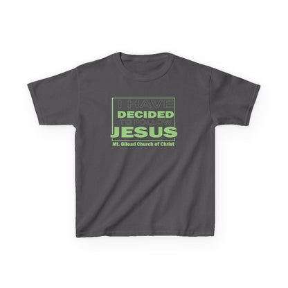 Kids T-Shirt — "I Have Decided to Follow Jesus" Neon Green Youth Church Tee