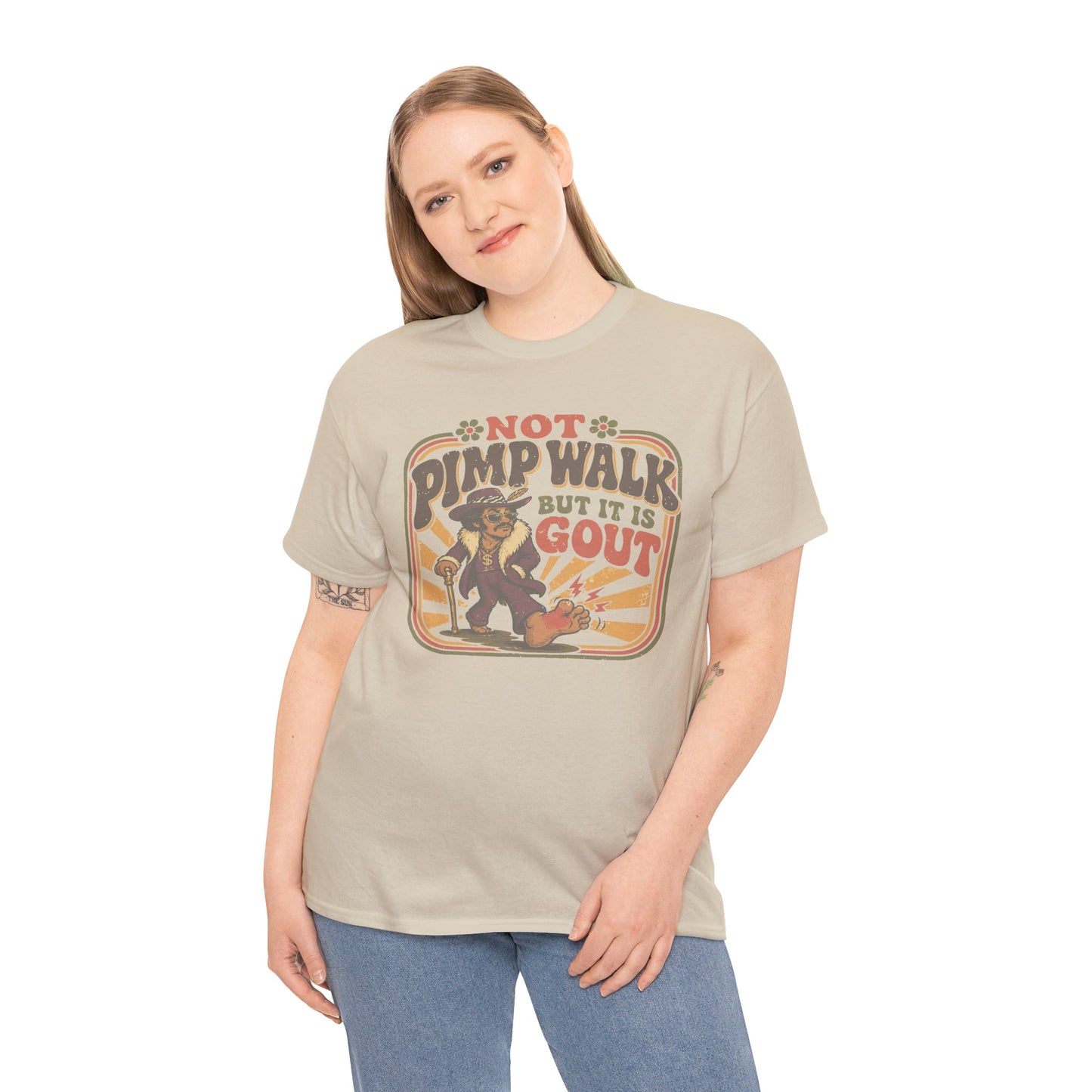 T-Shirt — Vintage 'Not Primping, It's Gout' Retro Humor Tee