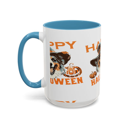 Halloween Dog Mug with Pumpkin Design, Cute Pet Lover Gift, Coffee Ceramic Cup for Fall, Spooky Season Decor, Happy Halloween