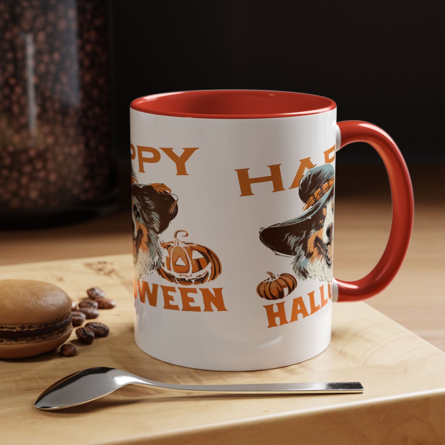 Halloween Dog Mug with Pumpkin Design, Cute Pet Lover Gift, Coffee Ceramic Cup for Fall, Spooky Season Decor, Happy Halloween