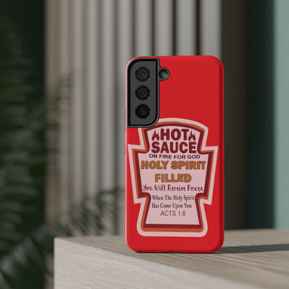 Holy Spirit Hot Sauce Phone Cases - Impact-Resistant, Christian Gift, Spiritual Reminder, Unique Design, Faith-Based Accessory