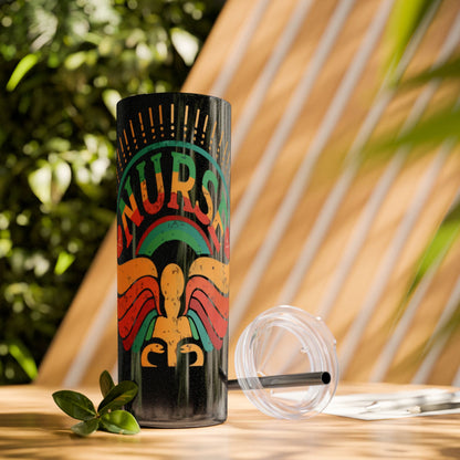Nurse Skinny Tumbler, 20oz, Motivational Drinkware, Gift for Nurses, Summer Hydration, Nurse Appreciation Day