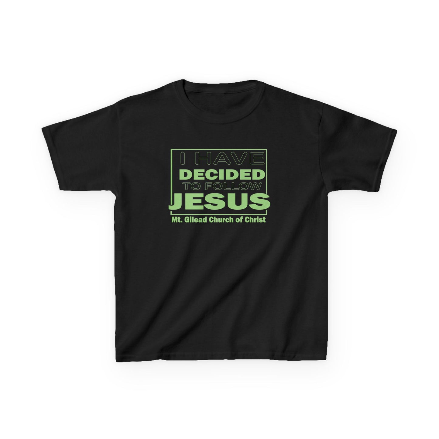 Kids T-Shirt — "I Have Decided to Follow Jesus" Neon Green Youth Church Tee