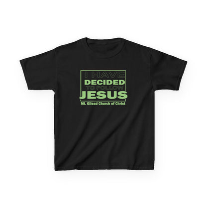Kids T-Shirt — "I Have Decided to Follow Jesus" Neon Green Youth Church Tee