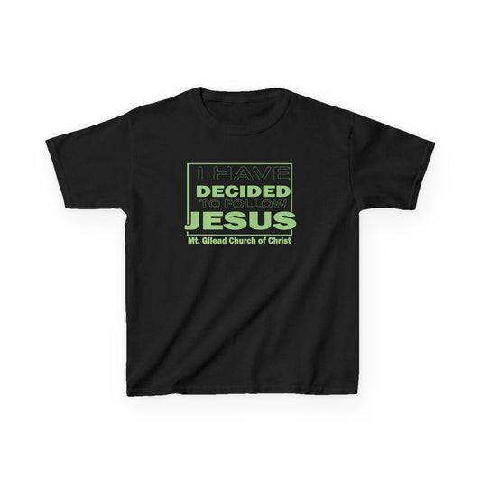 Kids T-Shirt — "I Have Decided to Follow Jesus" Neon Green Youth Church Tee