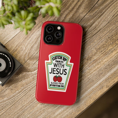 Fun Christian Phone Case, Catch Up with Jesus, Impact-Resistant, Faith-Based Gift, Religious Accessories, Bible Verses