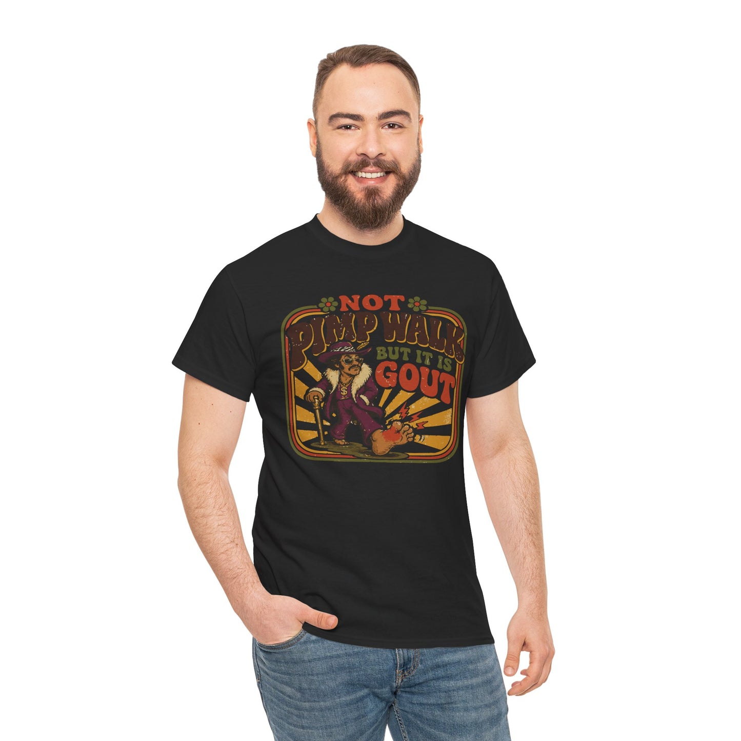 T-Shirt — Vintage 'Not Primping, It's Gout' Retro Humor Tee