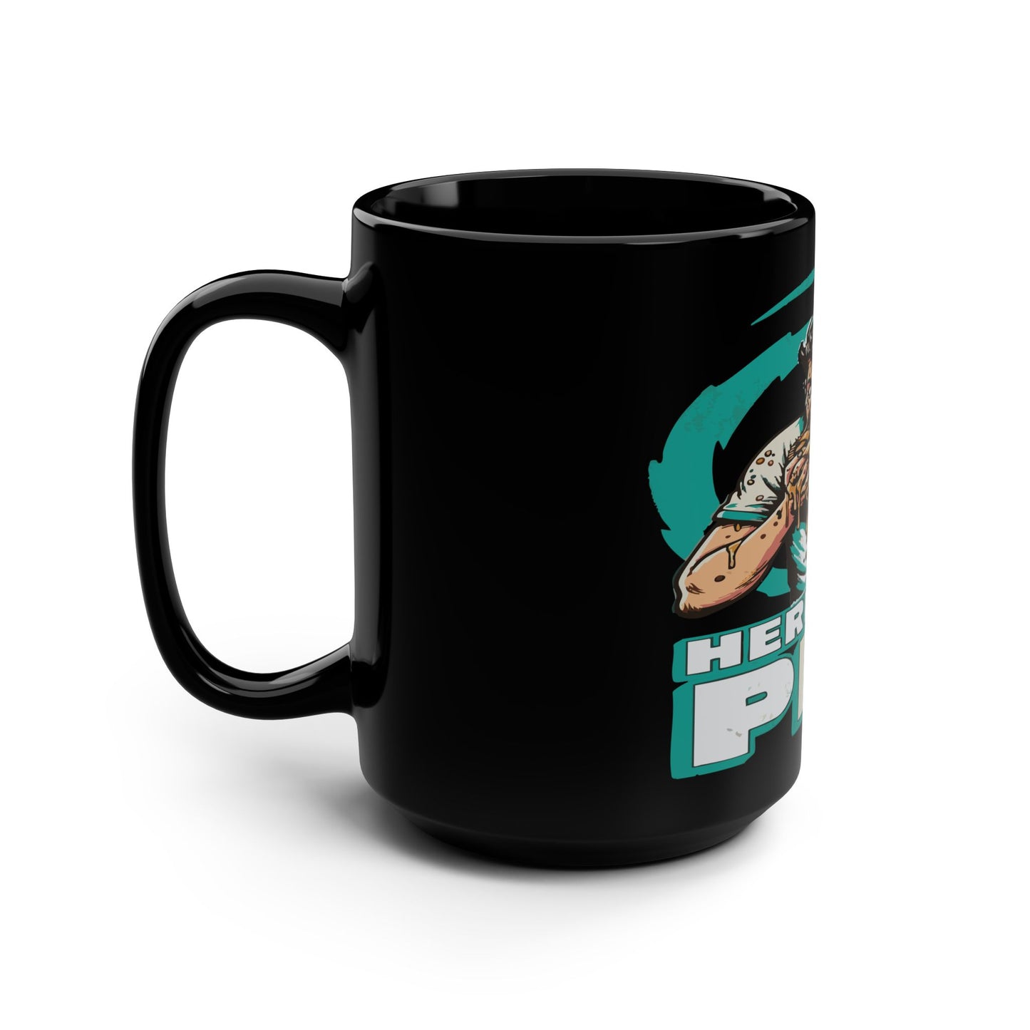 Here For Pie! 15oz Black Mug – Retro Sailor Eating Pie Coffee Cup