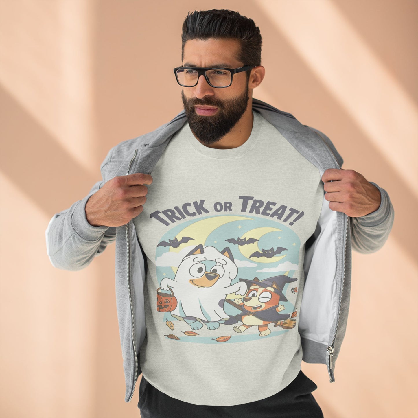 Halloween Sweatshirt, Cozy Unisex Crewneck, Trick or Treat Design, Fall Apparel, Halloween Costume, Perfect for October Celebrations
