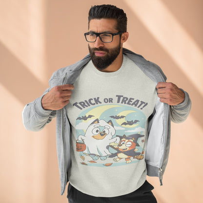 Halloween Sweatshirt, Cozy Unisex Crewneck, Trick or Treat Design, Fall Apparel, Halloween Costume, Perfect for October Celebrations