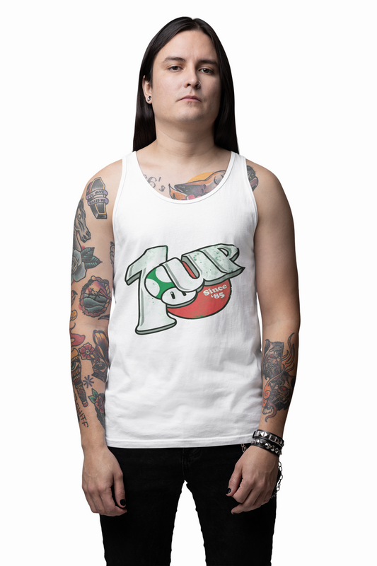 1UP Graphic Unisex Jersey Tank, Retro Gaming Tank Top, Casual Summer Tank, Video Game Gifts, Unisex Workout Tee, Gamer Apparel