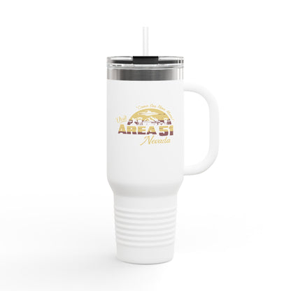 Alien Coffee Mug for Area 51 Fans, Travel Drinkware, 40oz Insulated Tumbler, Perfect for Road Trips, Gifts for UFO Lovers, Sci-Fi Inspired