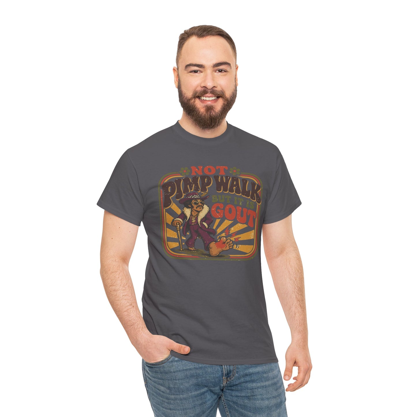 T-Shirt — Vintage 'Not Primping, It's Gout' Retro Humor Tee