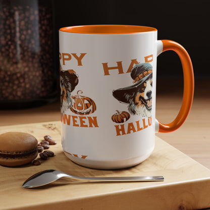 Halloween Dog Mug with Pumpkin Design, Cute Pet Lover Gift, Coffee Ceramic Cup for Fall, Spooky Season Decor, Happy Halloween