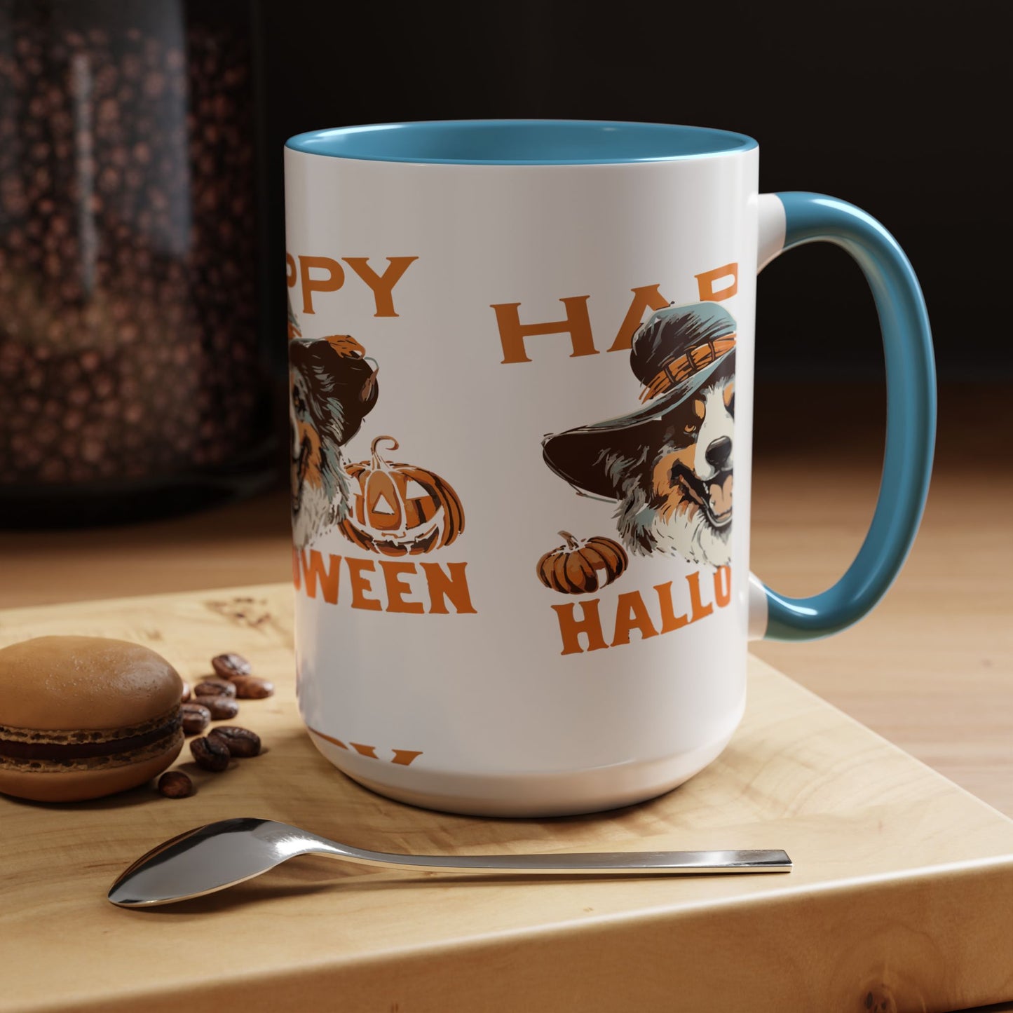 Halloween Dog Mug with Pumpkin Design, Cute Pet Lover Gift, Coffee Ceramic Cup for Fall, Spooky Season Decor, Happy Halloween