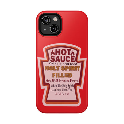 Holy Spirit Hot Sauce Phone Cases - Impact-Resistant, Christian Gift, Spiritual Reminder, Unique Design, Faith-Based Accessory