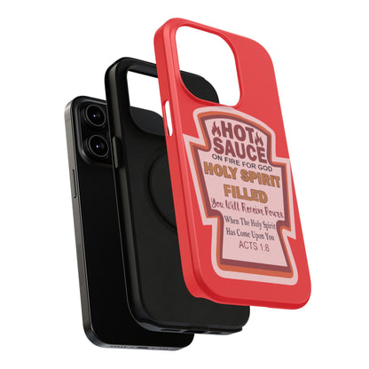 Holy Spirit Hot Sauce Phone Cases - Impact-Resistant, Christian Gift, Spiritual Reminder, Unique Design, Faith-Based Accessory