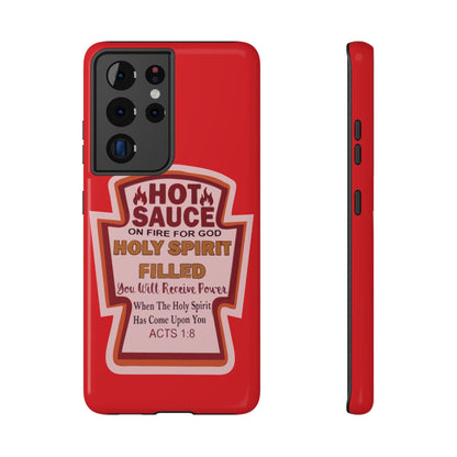 Holy Spirit Hot Sauce Phone Cases - Impact-Resistant, Christian Gift, Spiritual Reminder, Unique Design, Faith-Based Accessory