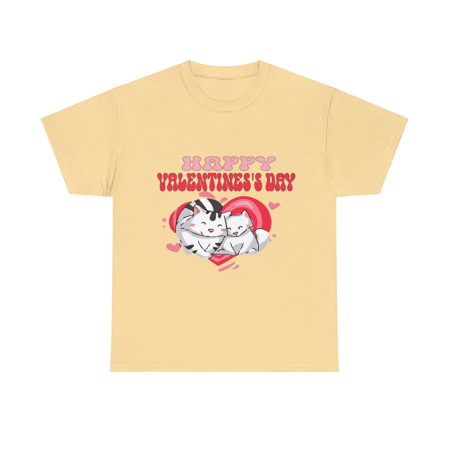 Happy Valetine Day Cats Unisex Heavy Cotton Tee