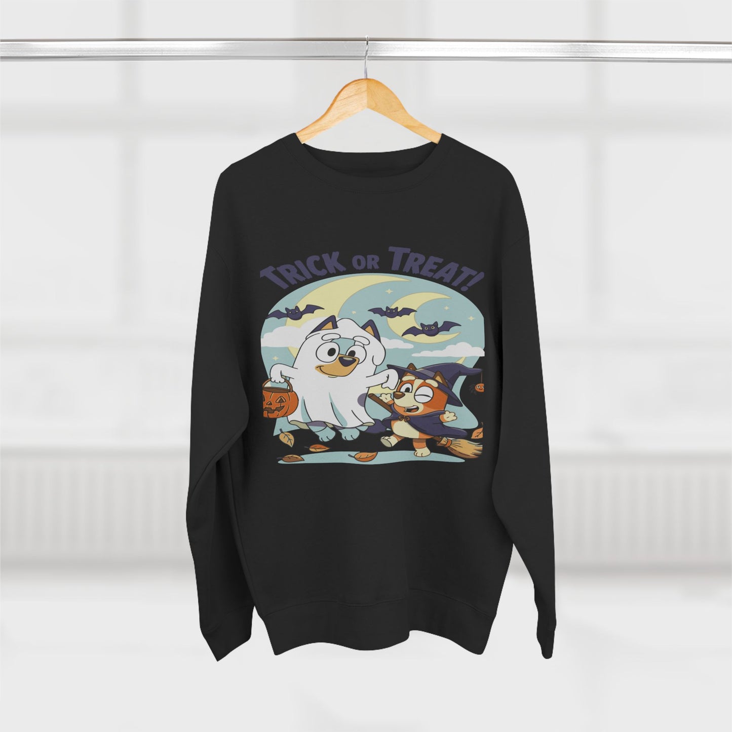 Halloween Sweatshirt, Cozy Unisex Crewneck, Trick or Treat Design, Fall Apparel, Halloween Costume, Perfect for October Celebrations