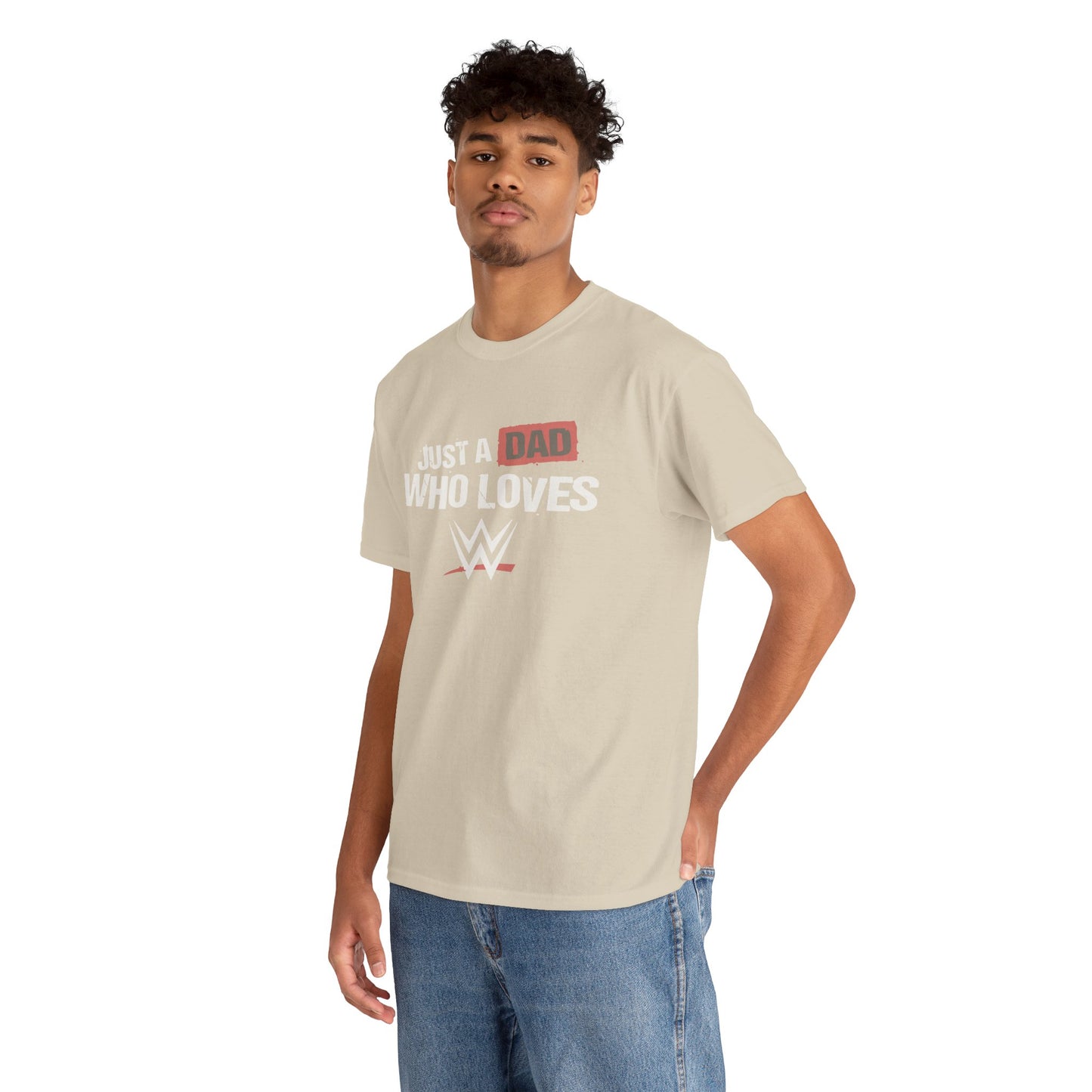 Just a Dad Who Loves WWE Tee | Unisex Heavy Cotton Shirt, Father’s Day Gift, Dad Shirt, Wrestling Fan Apparel, Gift for Dads