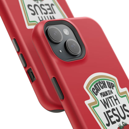 Fun Christian Phone Case, Catch Up with Jesus, Impact-Resistant, Faith-Based Gift, Religious Accessories, Bible Verses