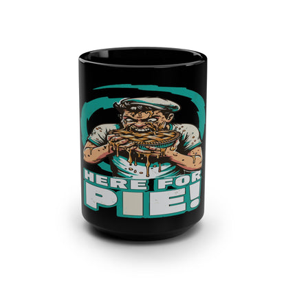 Here For Pie! 15oz Black Mug – Retro Sailor Eating Pie Coffee Cup