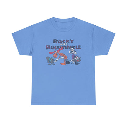 Rocky and Bullwinkle Unisex Heavy Cotton Tee, Retro Tee, Cartoon T-Shirt, Gift for Fans, Casual Wear, Unique Graphic Shirt