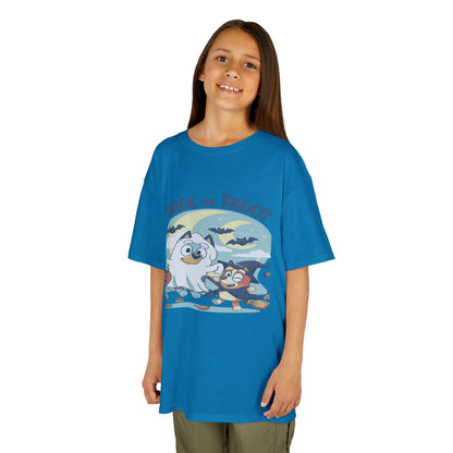 Kids Halloween T-Shirt, Trick or Treat Tee, Fun Ghost & Owl Shirt, Spooky Season Apparel, Cute Costume Top for Kids