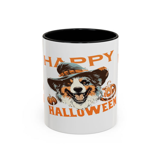 Halloween Dog Mug with Pumpkin Design, Cute Pet Lover Gift, Coffee Ceramic Cup for Fall, Spooky Season Decor, Happy Halloween