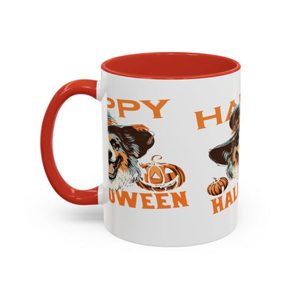 Halloween Dog Mug with Pumpkin Design, Cute Pet Lover Gift, Coffee Ceramic Cup for Fall, Spooky Season Decor, Happy Halloween