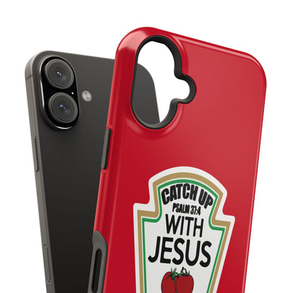 Fun Christian Phone Case, Catch Up with Jesus, Impact-Resistant, Faith-Based Gift, Religious Accessories, Bible Verses