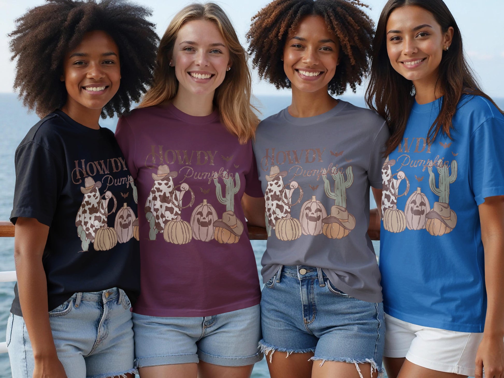 Howdy Pumpkins Graphic Printed Top for T-shirt product type