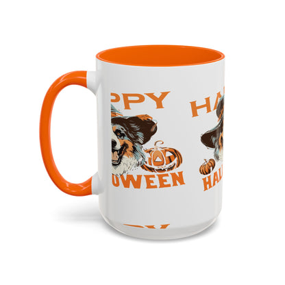 Halloween Dog Mug with Pumpkin Design, Cute Pet Lover Gift, Coffee Ceramic Cup for Fall, Spooky Season Decor, Happy Halloween