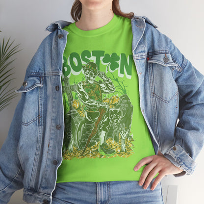 Boston Graphic Tee, Unisex Heavy Cotton T-Shirt, Vintage Boston Shirt, Irish Pride Apparel, St. Patrick's Day Gift, Casual Wear