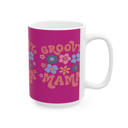 Groovy Mama Ceramic Mug - Colorful Floral Design, Perfect for Mother’s Day or Everyday Use