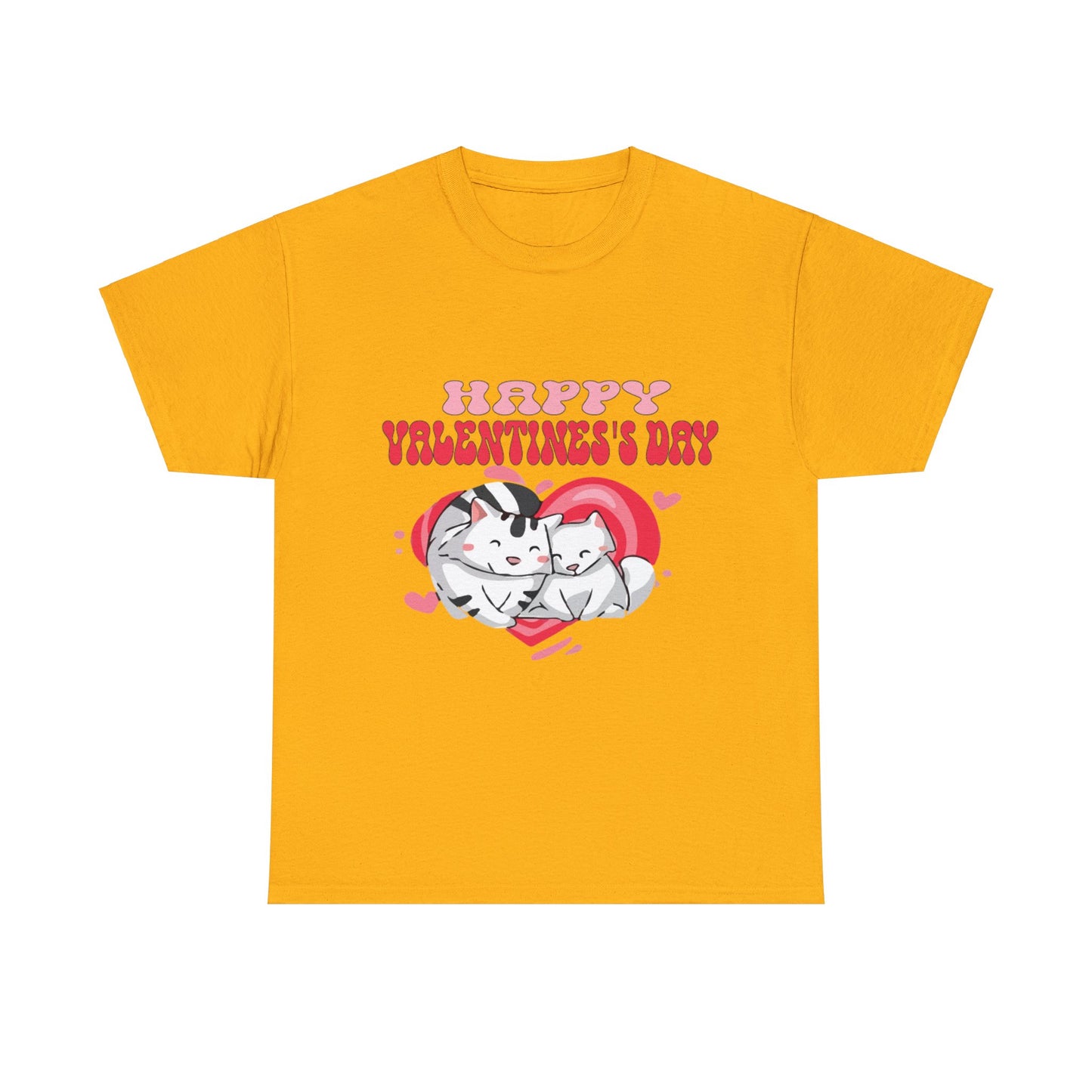 Happy Valetine Day Cats Unisex Heavy Cotton Tee