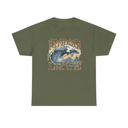 How Deep Is the Father's Love Wave Graphic Tee | Christian Faith Ocean Design