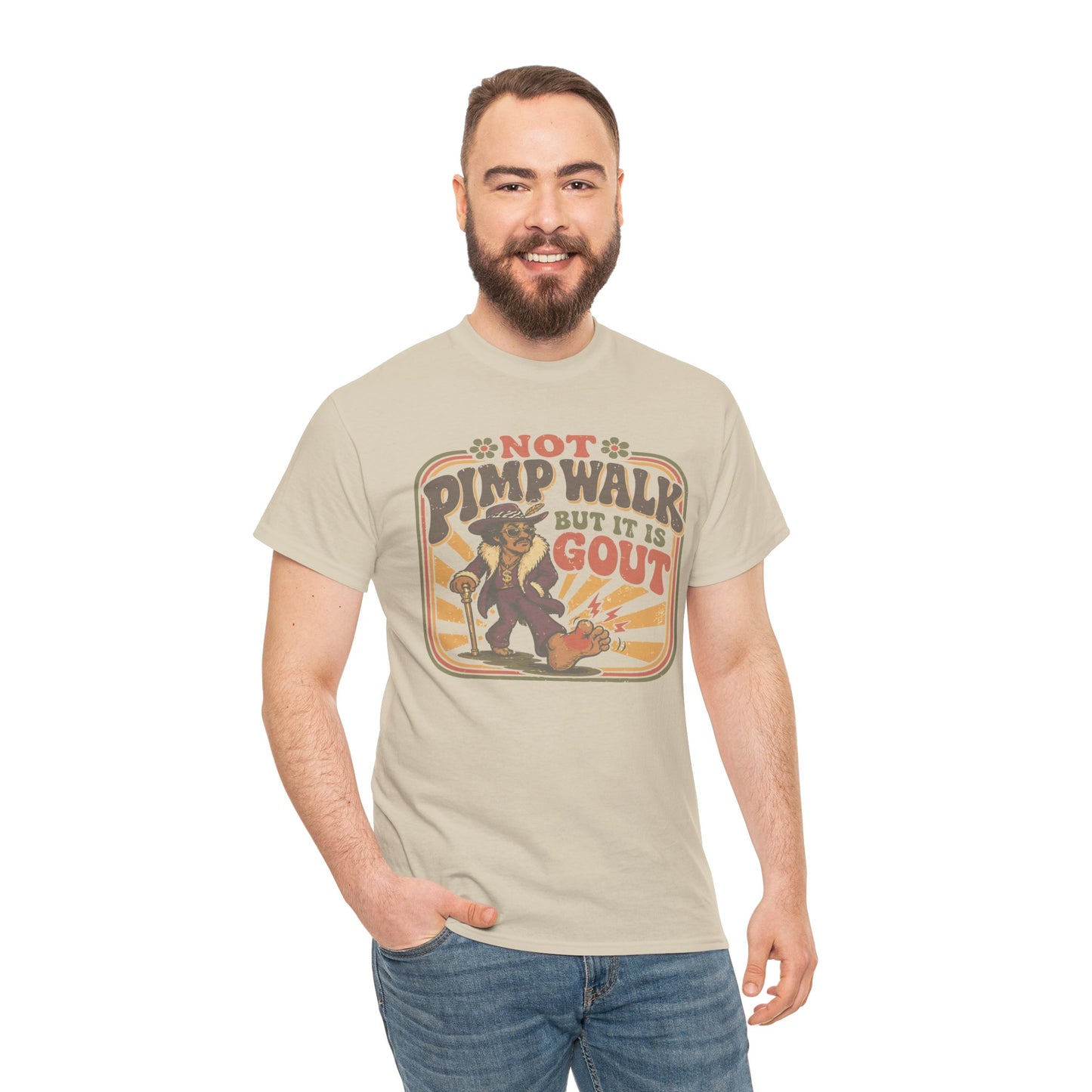 T-Shirt — Vintage 'Not Primping, It's Gout' Retro Humor Tee