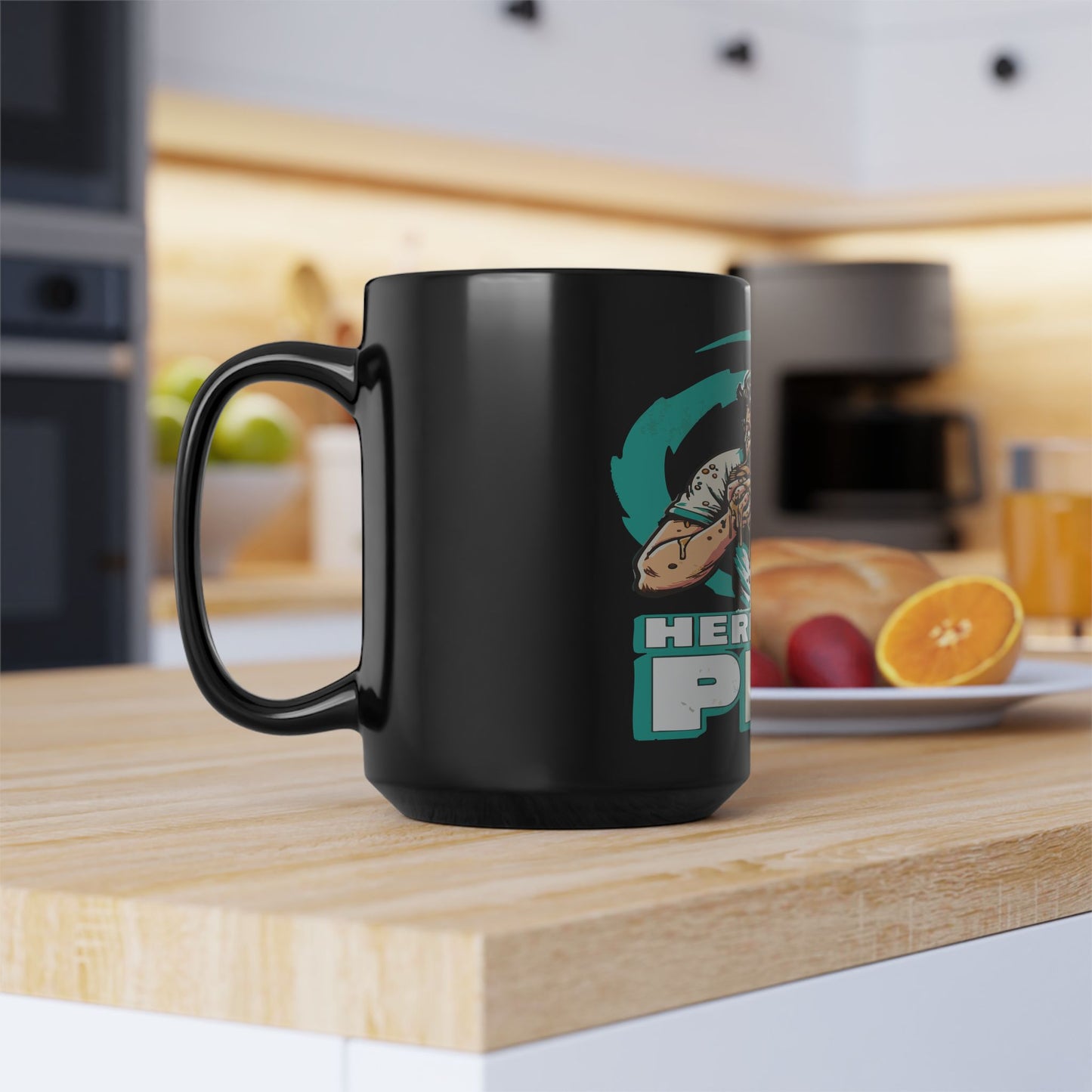 Here For Pie! 15oz Black Mug – Retro Sailor Eating Pie Coffee Cup