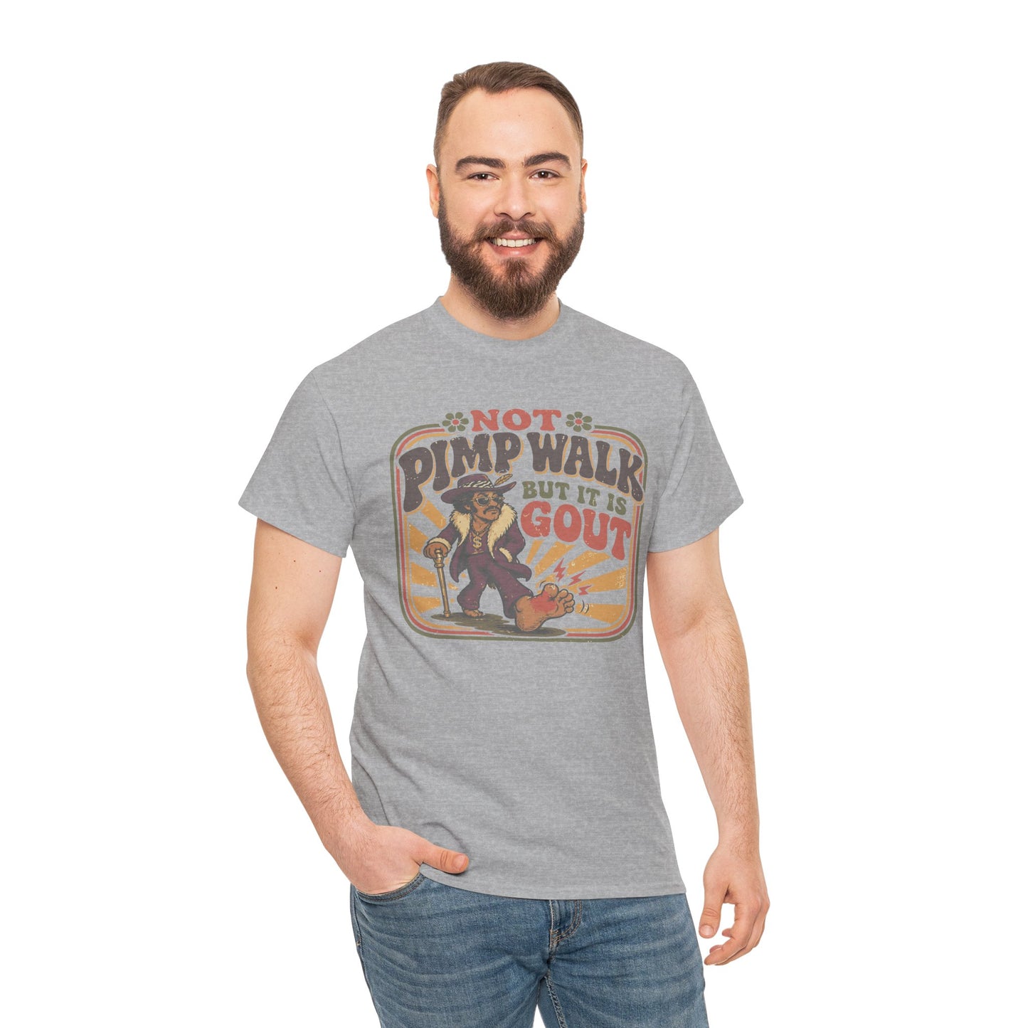 T-Shirt — Vintage 'Not Primping, It's Gout' Retro Humor Tee