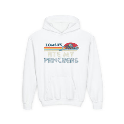 Youth Zombies Ate My Pancreas Hooded Sweatshirt, Funny Youth Hoodie, Gift for Teens, Halloween Apparel, Casual Wear, Nerd Culture Clothing