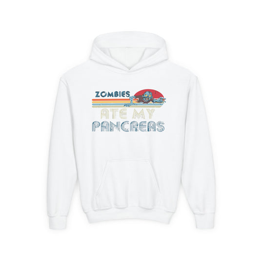 Youth Zombies Ate My Pancreas Hooded Sweatshirt, Funny Youth Hoodie, Gift for Teens, Halloween Apparel, Casual Wear, Nerd Culture Clothing