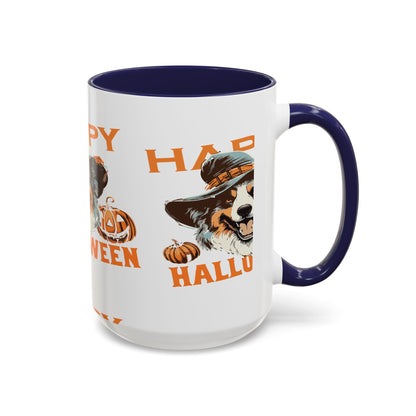 Halloween Dog Mug with Pumpkin Design, Cute Pet Lover Gift, Coffee Ceramic Cup for Fall, Spooky Season Decor, Happy Halloween