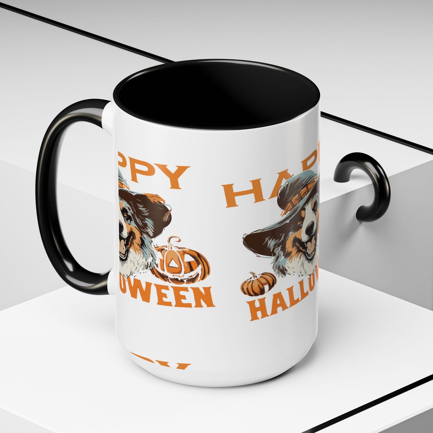 Halloween Dog Mug with Pumpkin Design, Cute Pet Lover Gift, Coffee Ceramic Cup for Fall, Spooky Season Decor, Happy Halloween