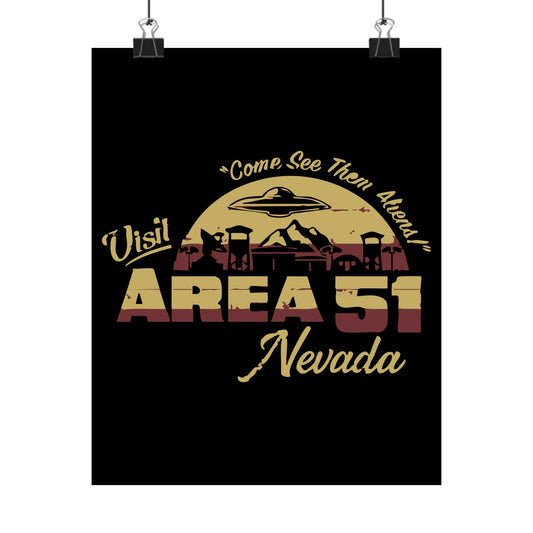 Area 51 Matte Vertical Poster - Vintage UFO Art, Perfect for Home Decor, Office, Gift Ideas, Alien Fans, Sci-Fi Lovers