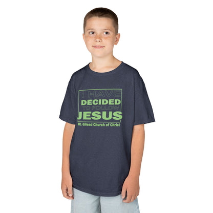Kids T-Shirt — "I Have Decided to Follow Jesus" Neon Green Youth Church Tee
