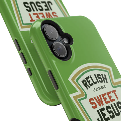 Relish Sweet Jesus Phone Case, Christian Gift, Impact-Resistant Case, Religious Phone Accessory, Faith-Based Present, Celebration Case